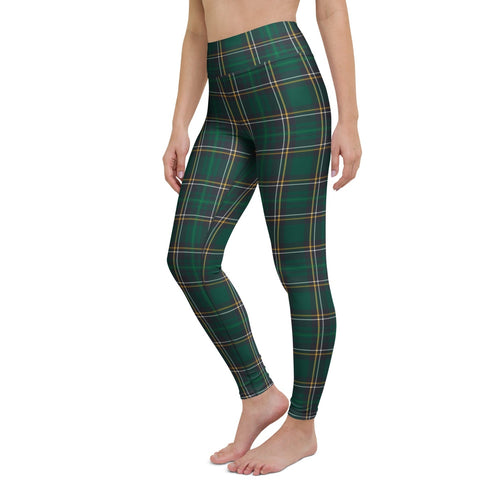 Green Irish Plaid Yoga Leggings