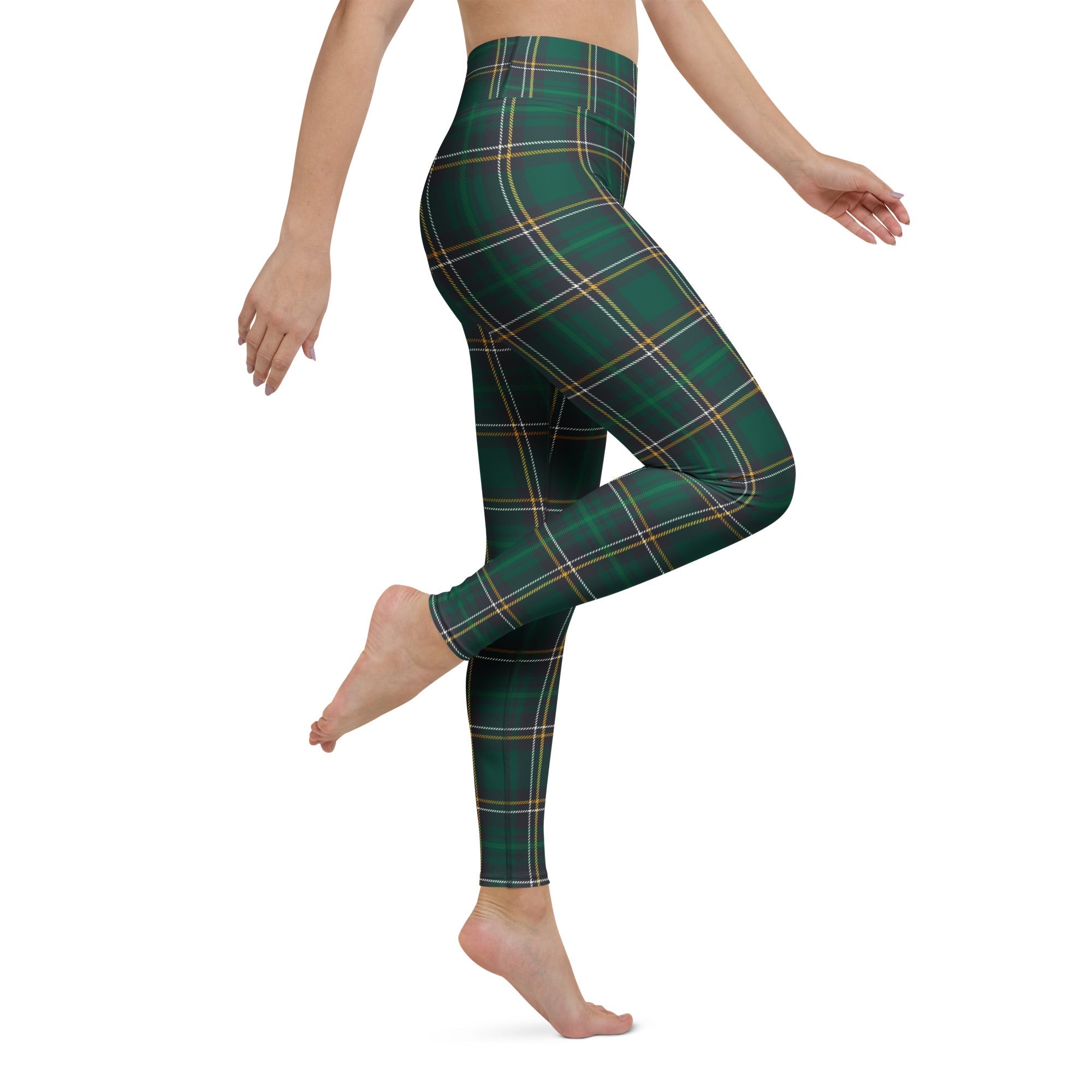 Green Irish Plaid Yoga Leggings