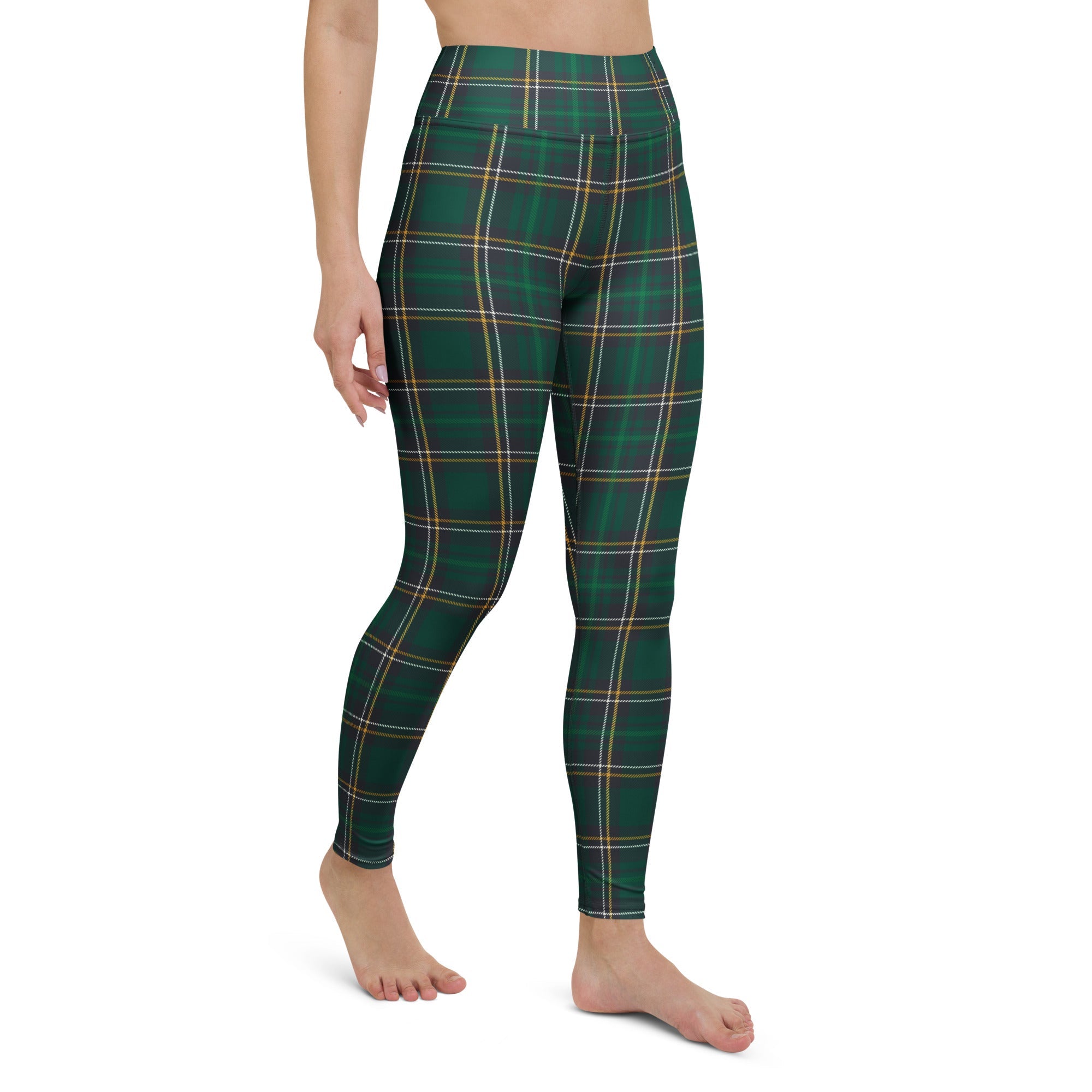 Green Irish Plaid Yoga Leggings