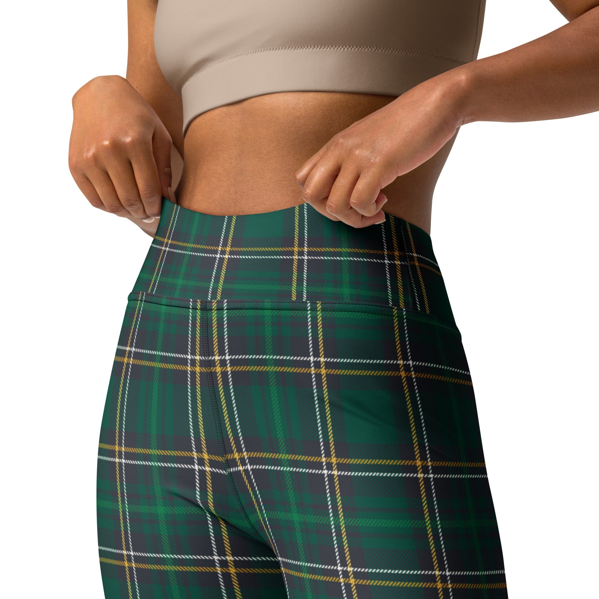 Green Irish Plaid Yoga Leggings