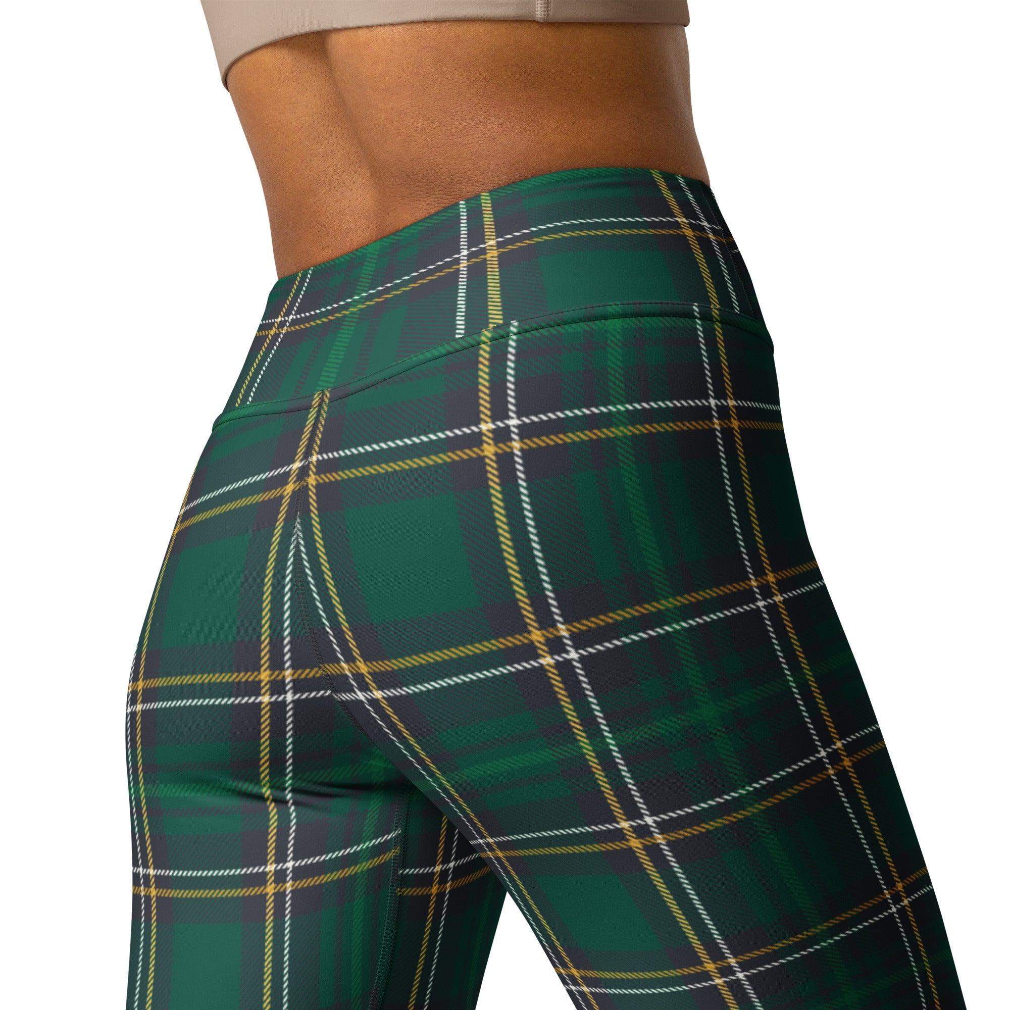 Green Irish Plaid Yoga Leggings