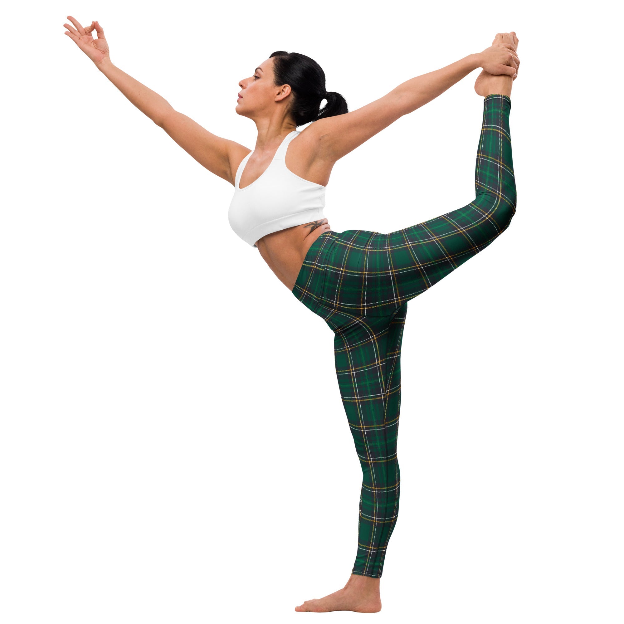 Green Irish Plaid Yoga Leggings