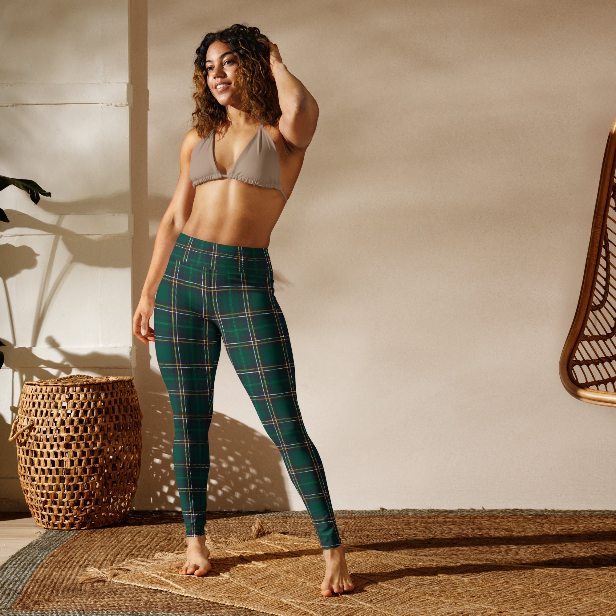 Green Irish Plaid Yoga Leggings