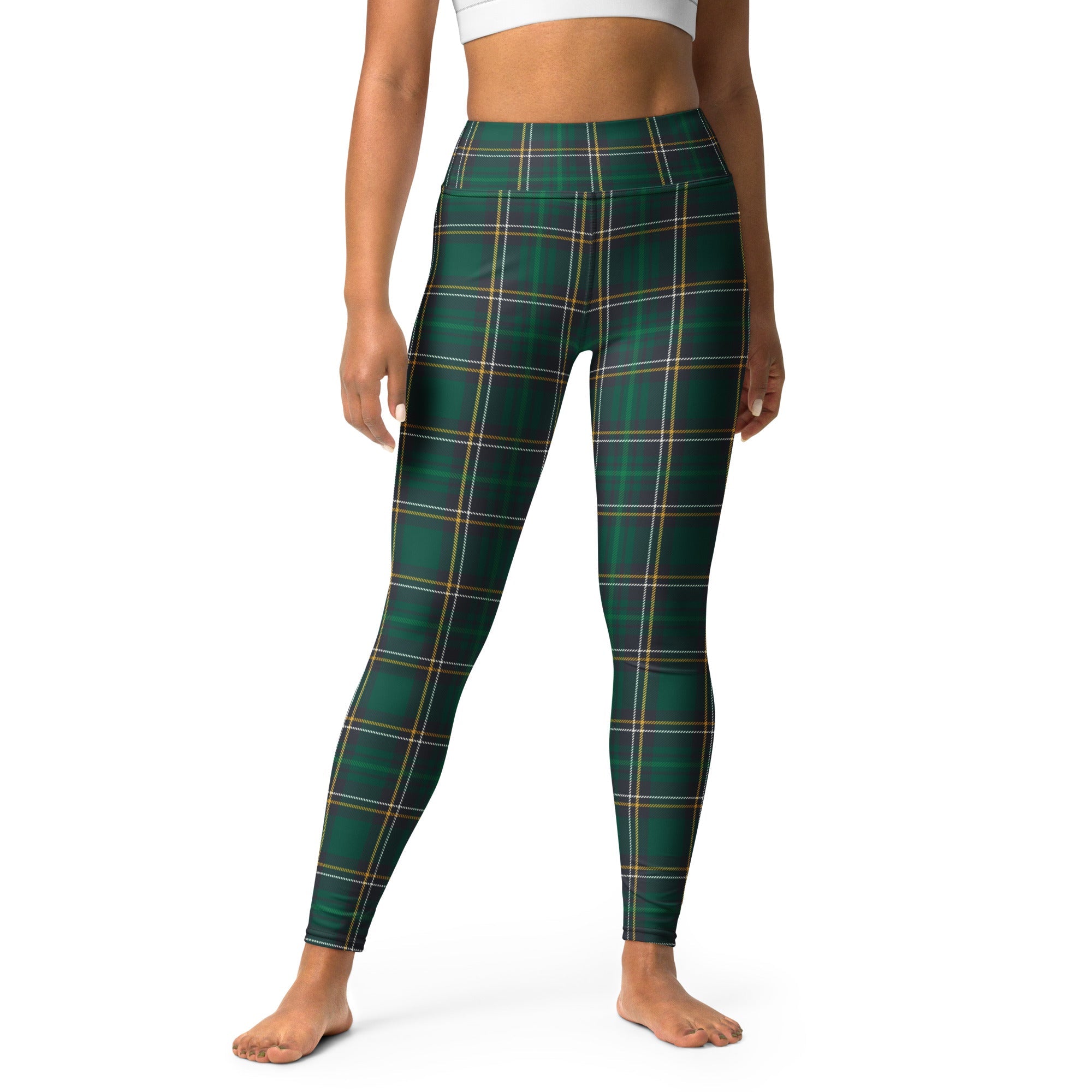 Green Irish Plaid Yoga Leggings