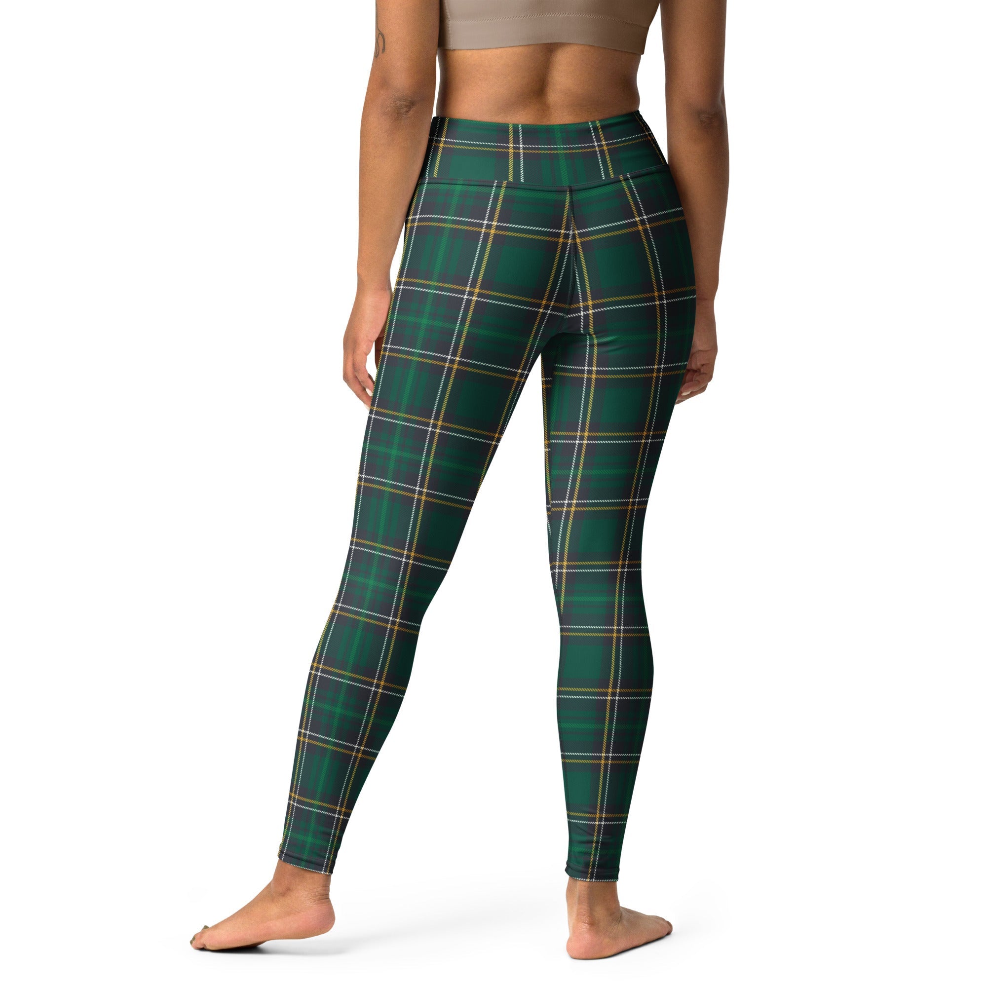 Green Irish Plaid Yoga Leggings