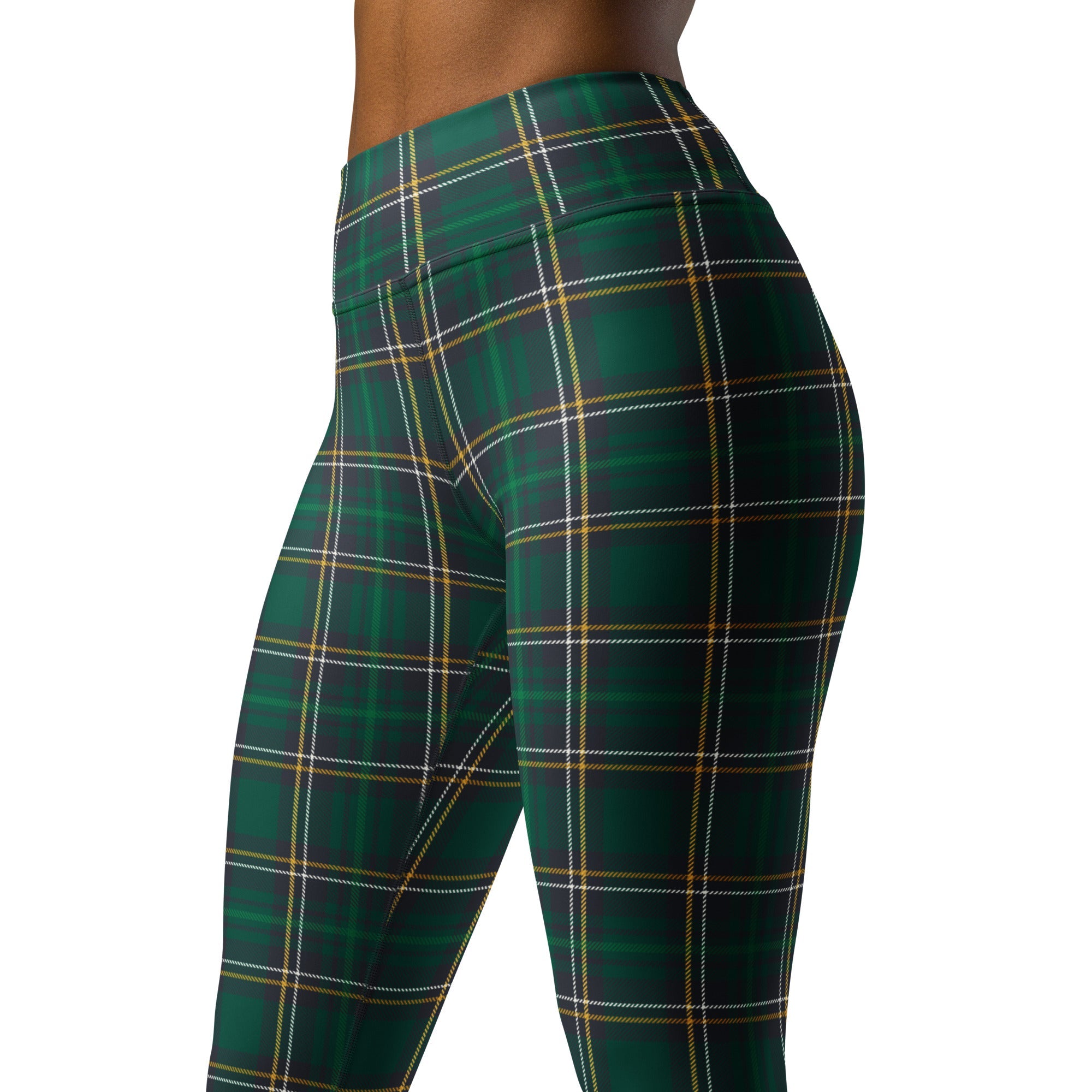 Green Irish Plaid Yoga Leggings