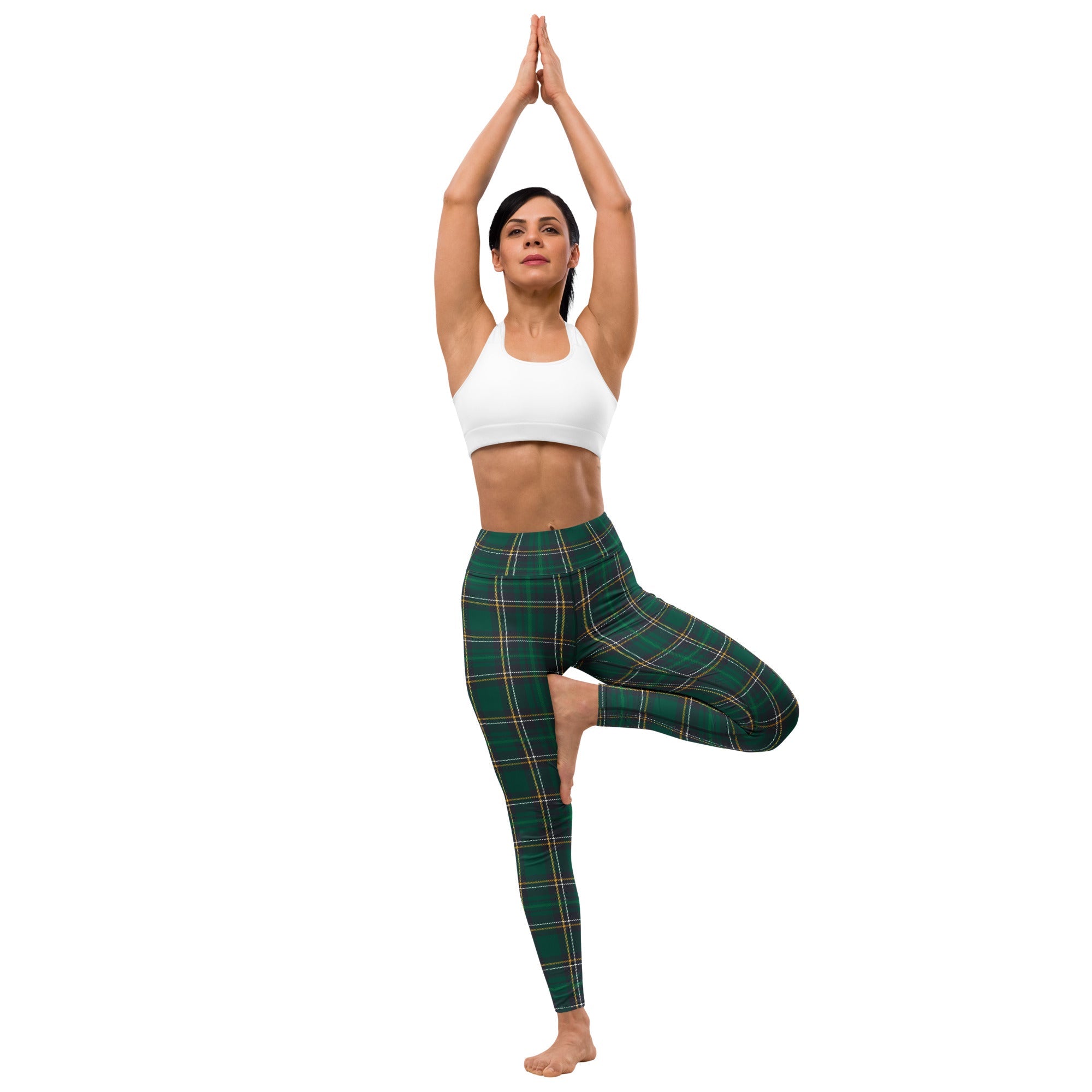 Green Irish Plaid Yoga Leggings