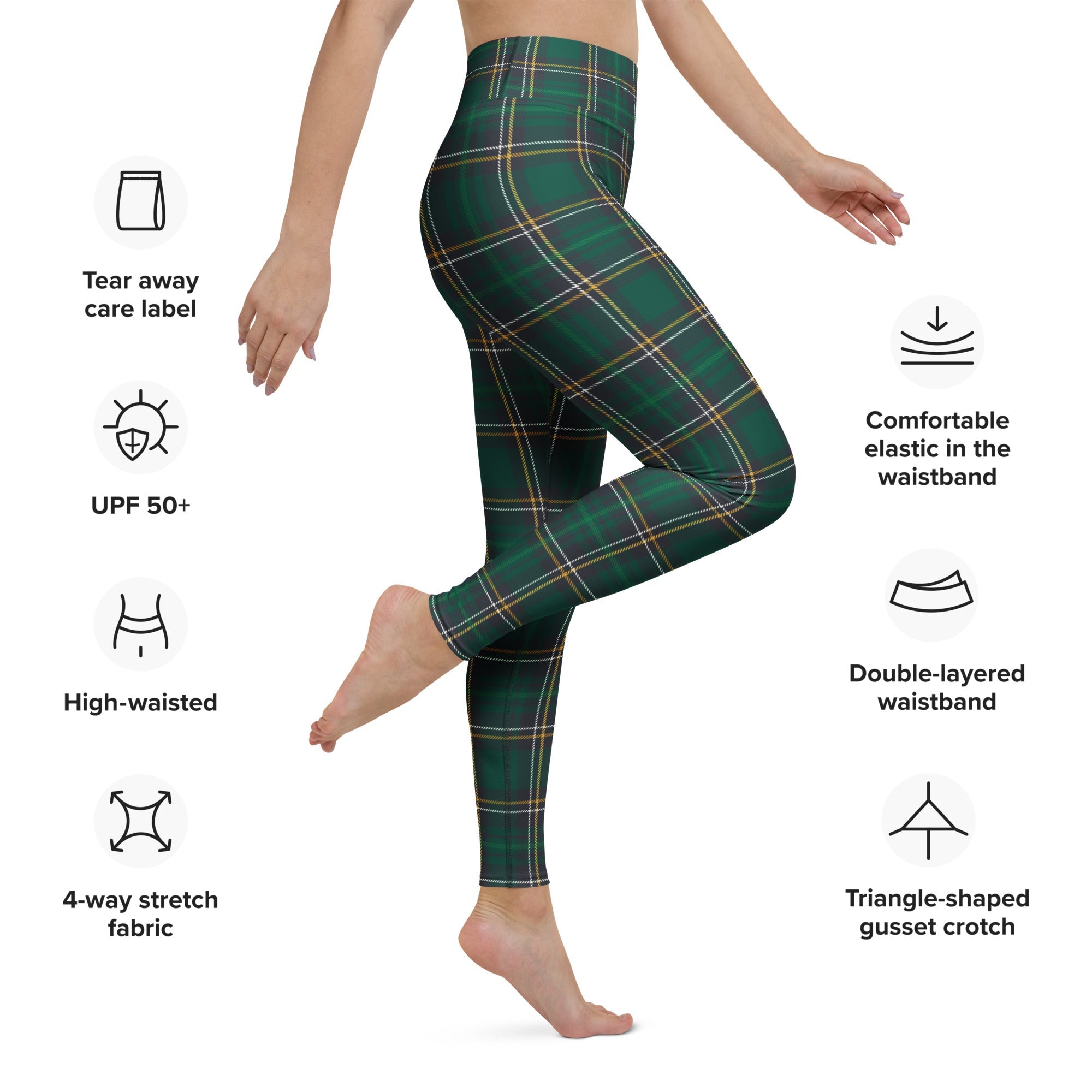 Green Irish Plaid Yoga Leggings