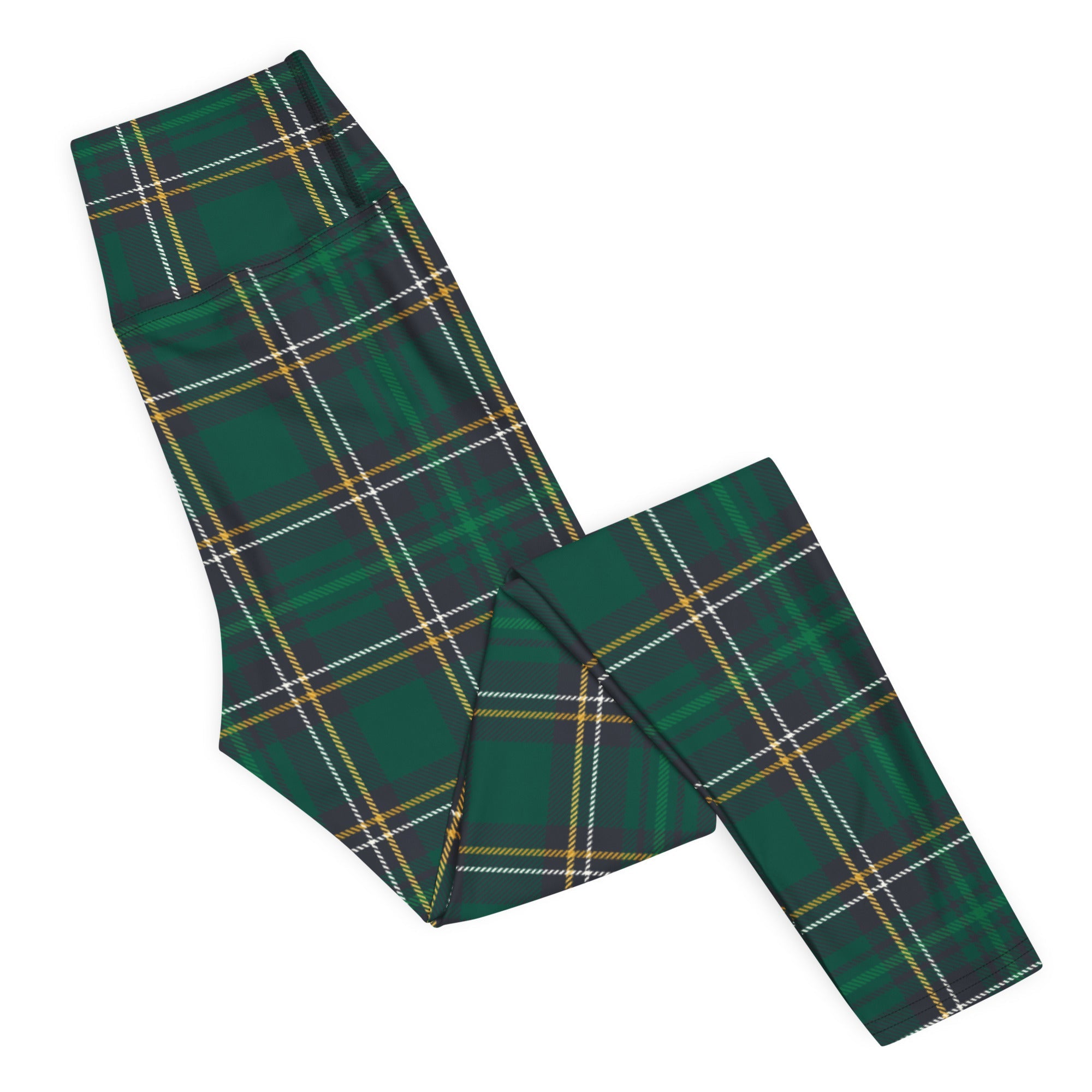 Green Irish Plaid Yoga Leggings