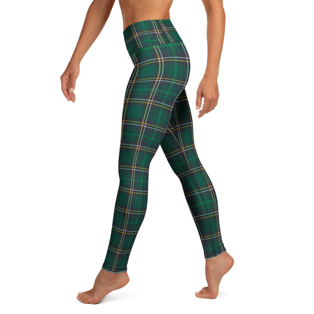 Green Irish Plaid Yoga Leggings