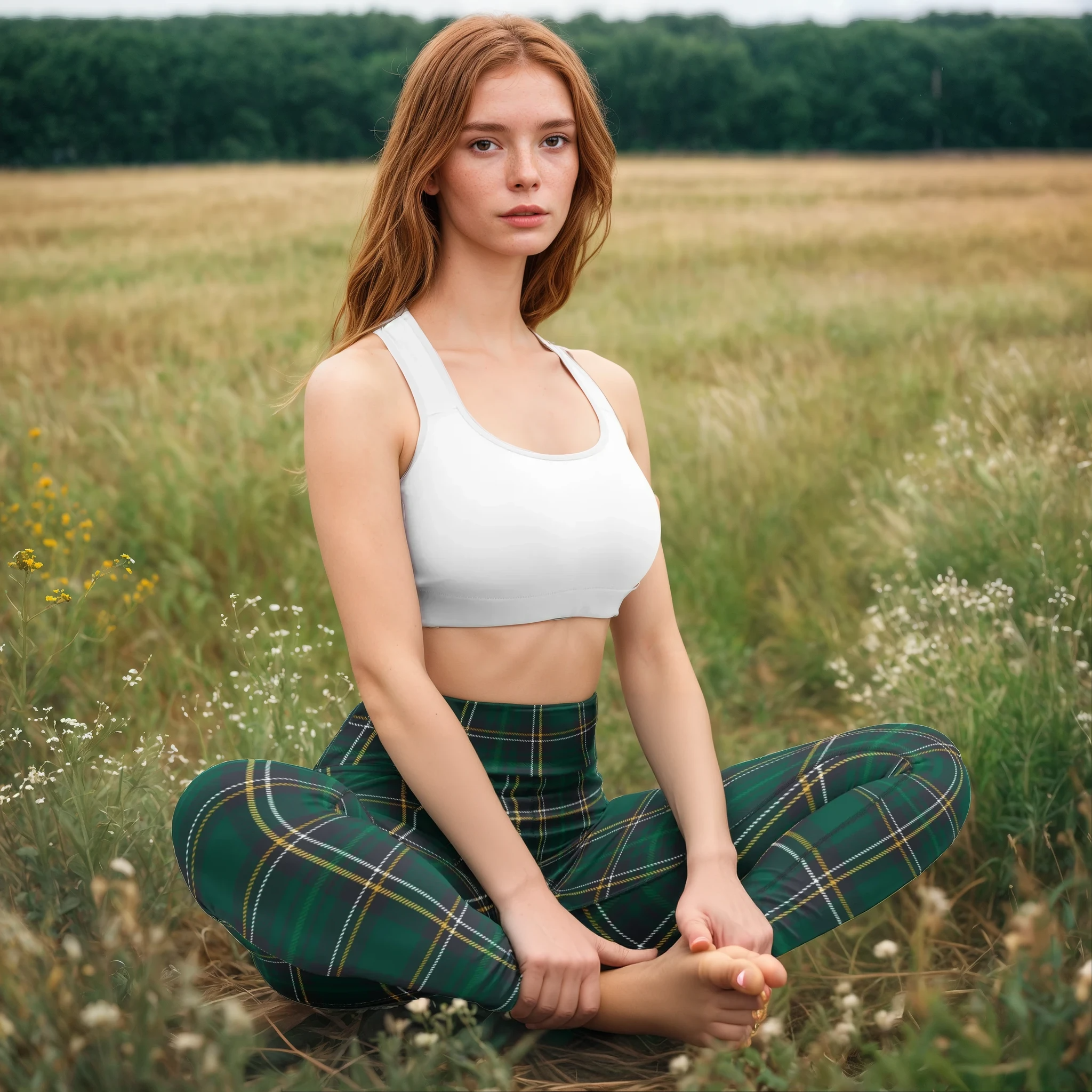 Green Irish Plaid Yoga Leggings