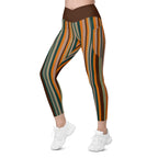 Groovy Stripes Crossover Leggings With Pockets