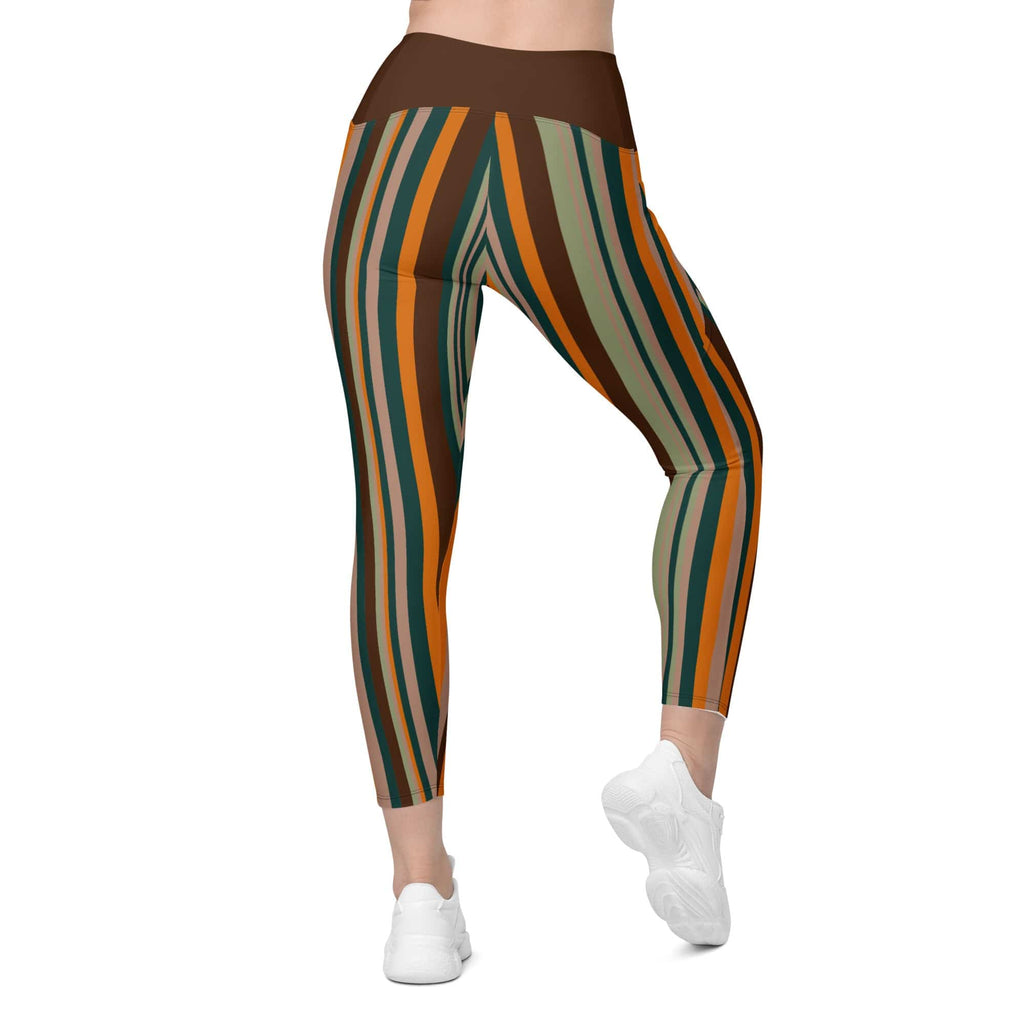 Groovy Stripes Crossover Leggings With Pockets