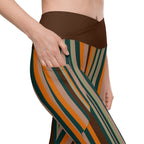 Groovy Stripes Crossover Leggings With Pockets