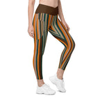 Groovy Stripes Crossover Leggings With Pockets