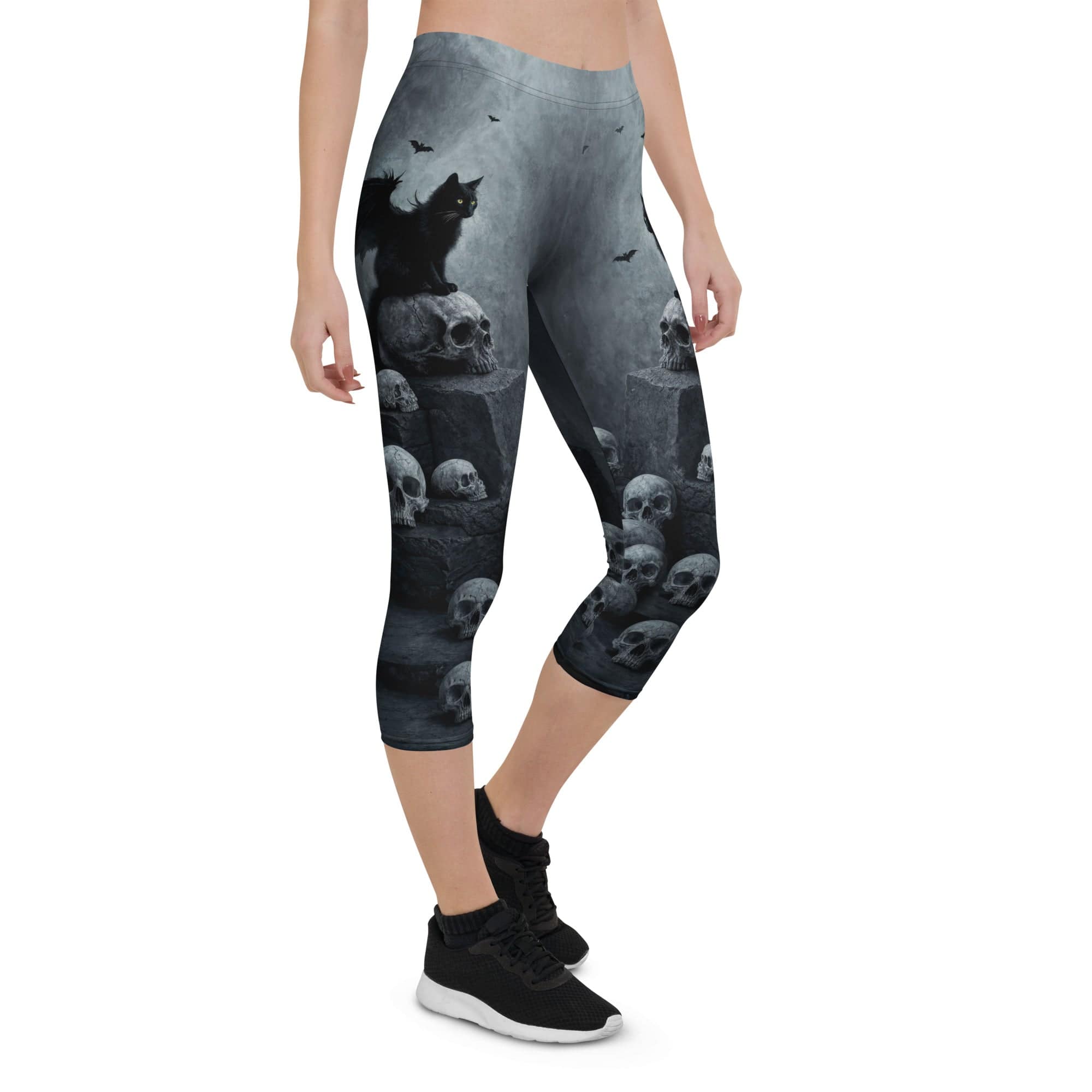 Halloween Black Cat & Skull Capris