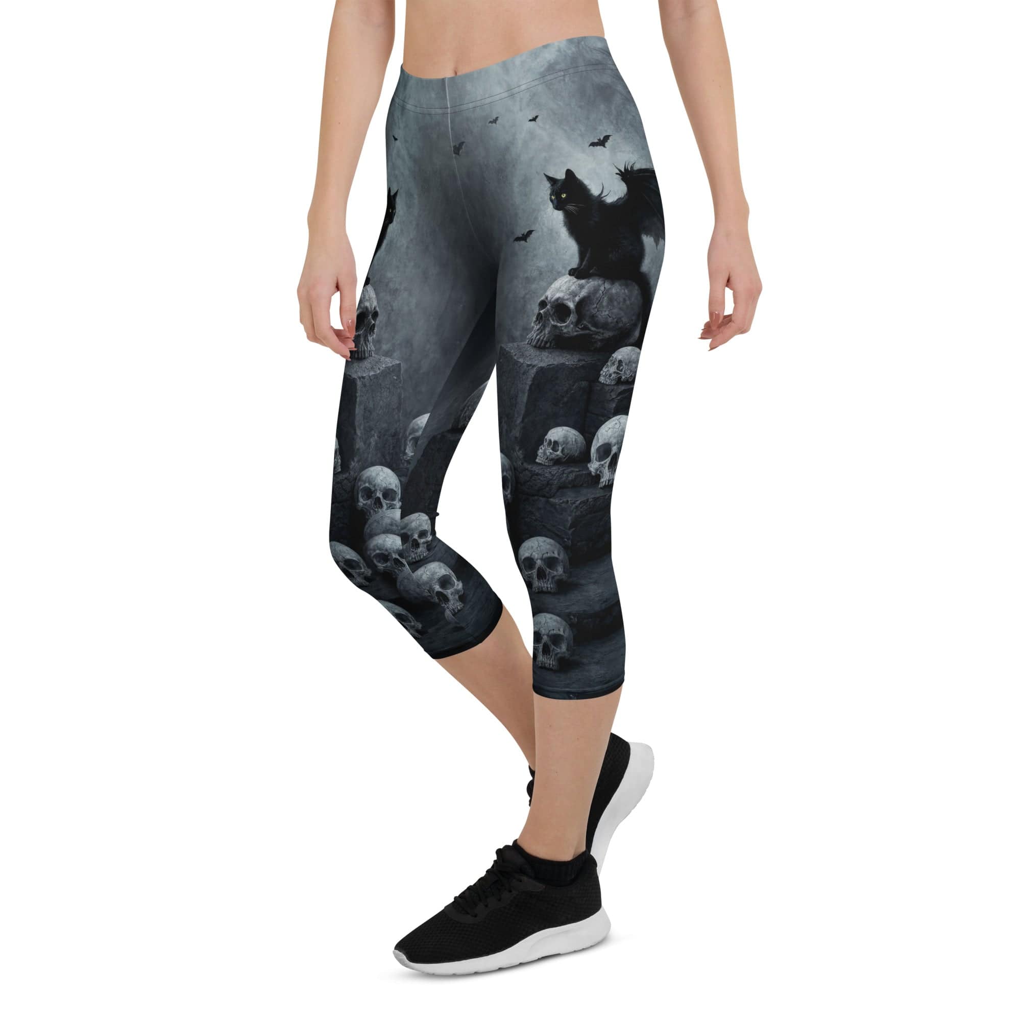 Halloween Black Cat & Skull Capris