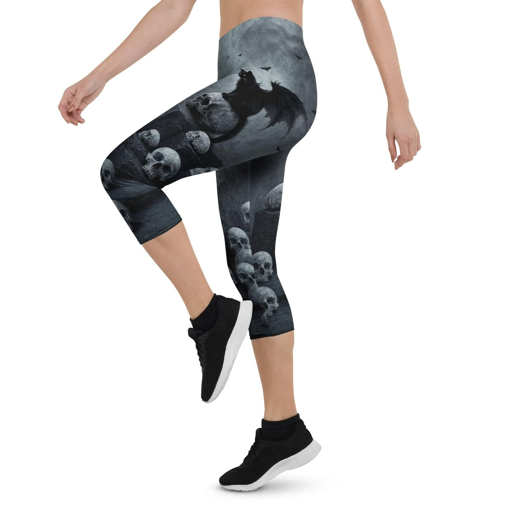 Halloween Black Cat & Skull Capris