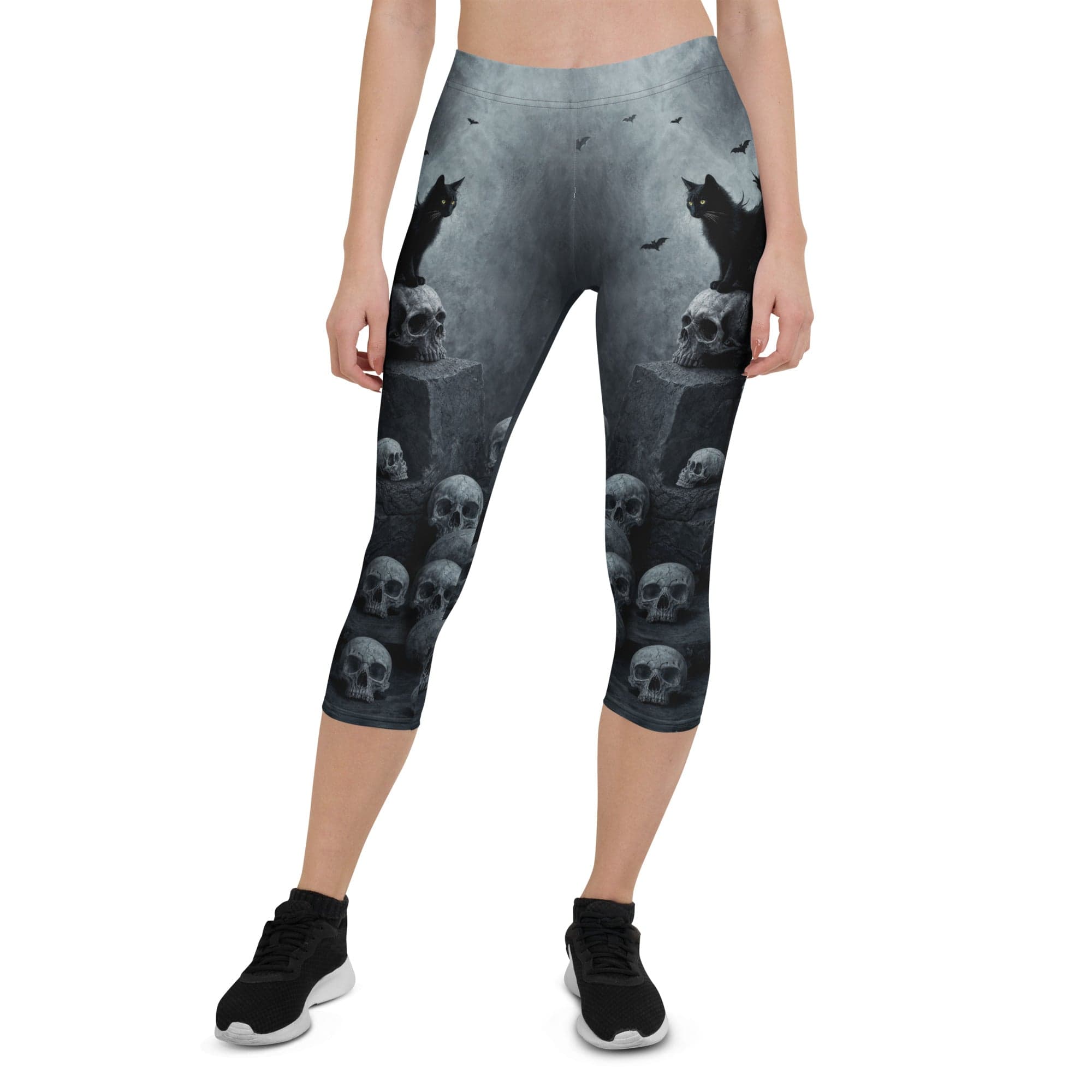 Halloween Black Cat & Skull Capris