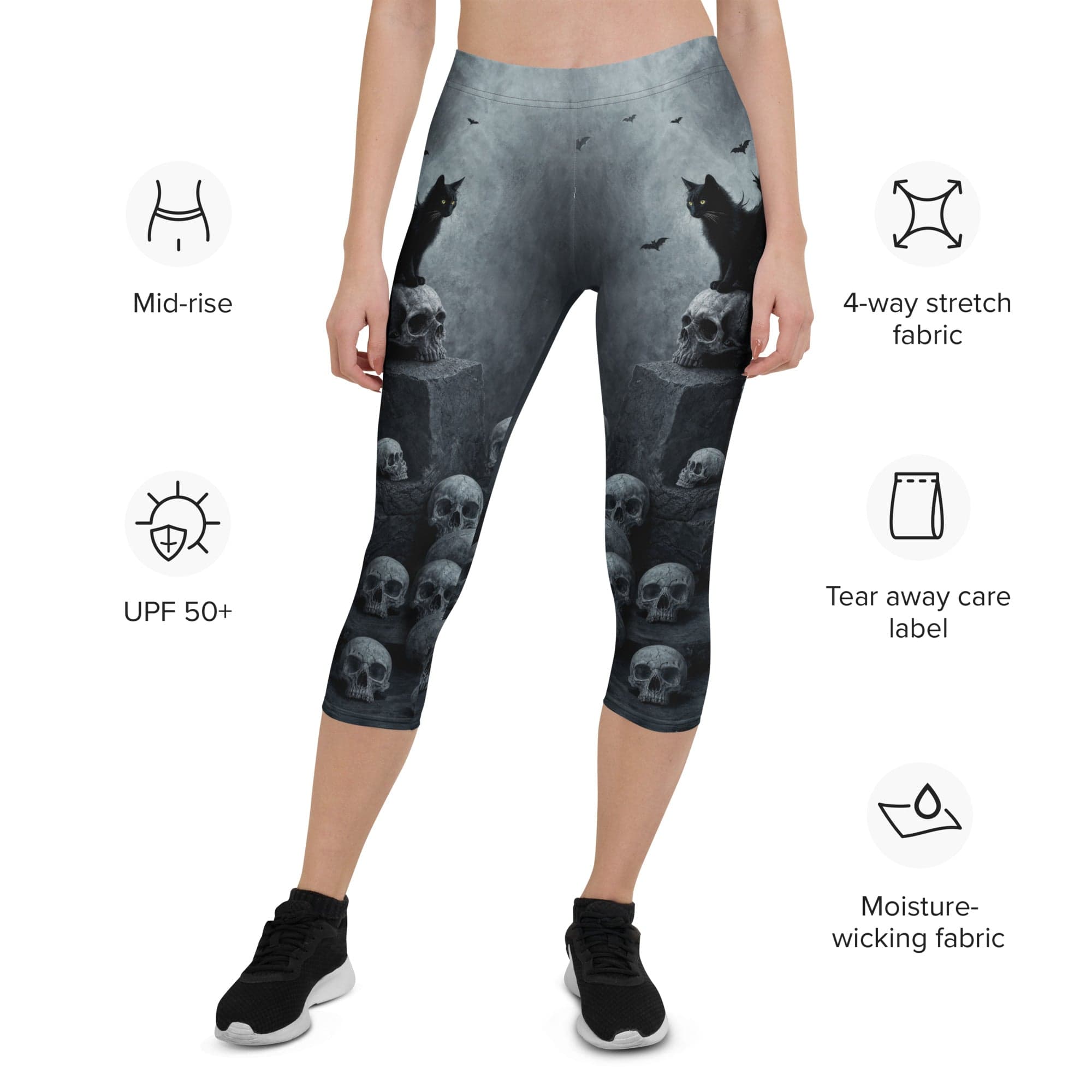 Halloween Black Cat & Skull Capris