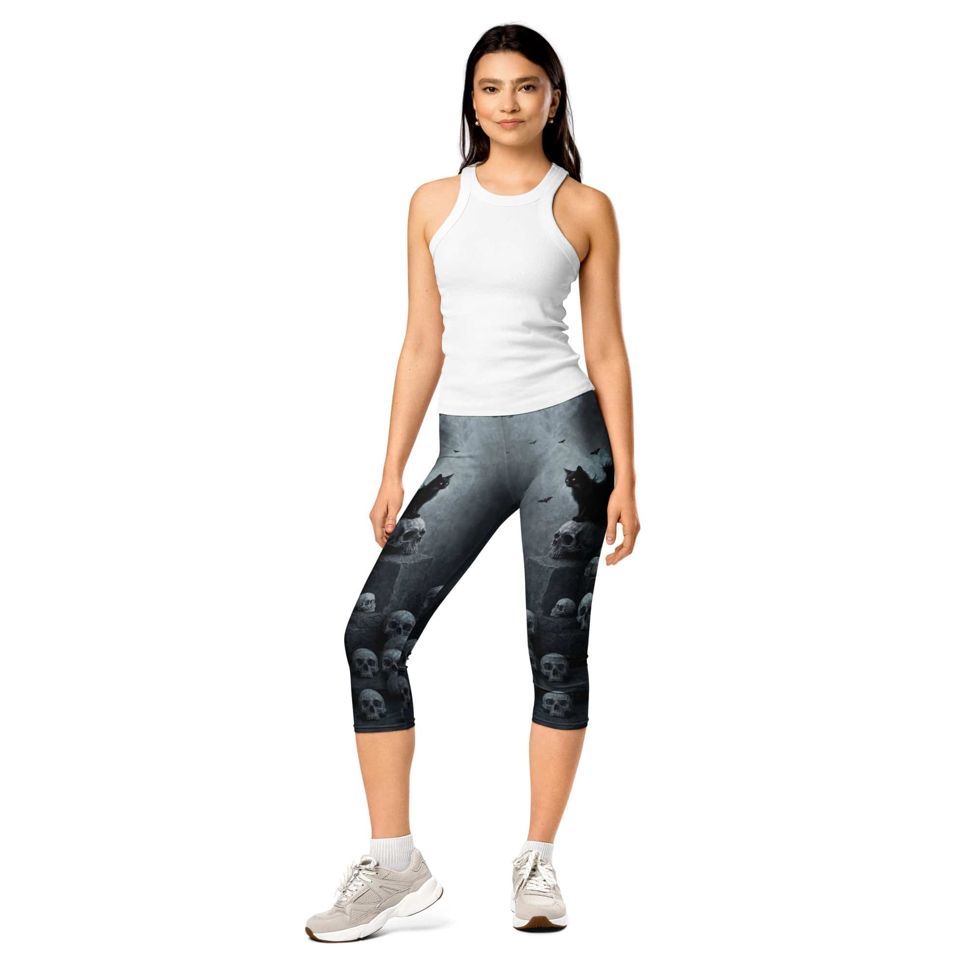 Halloween Black Cat & Skull Capris