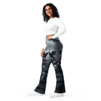 Halloween Black Cat & Skull Flare Leggings