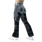 Halloween Black Cat & Skull Flare Leggings