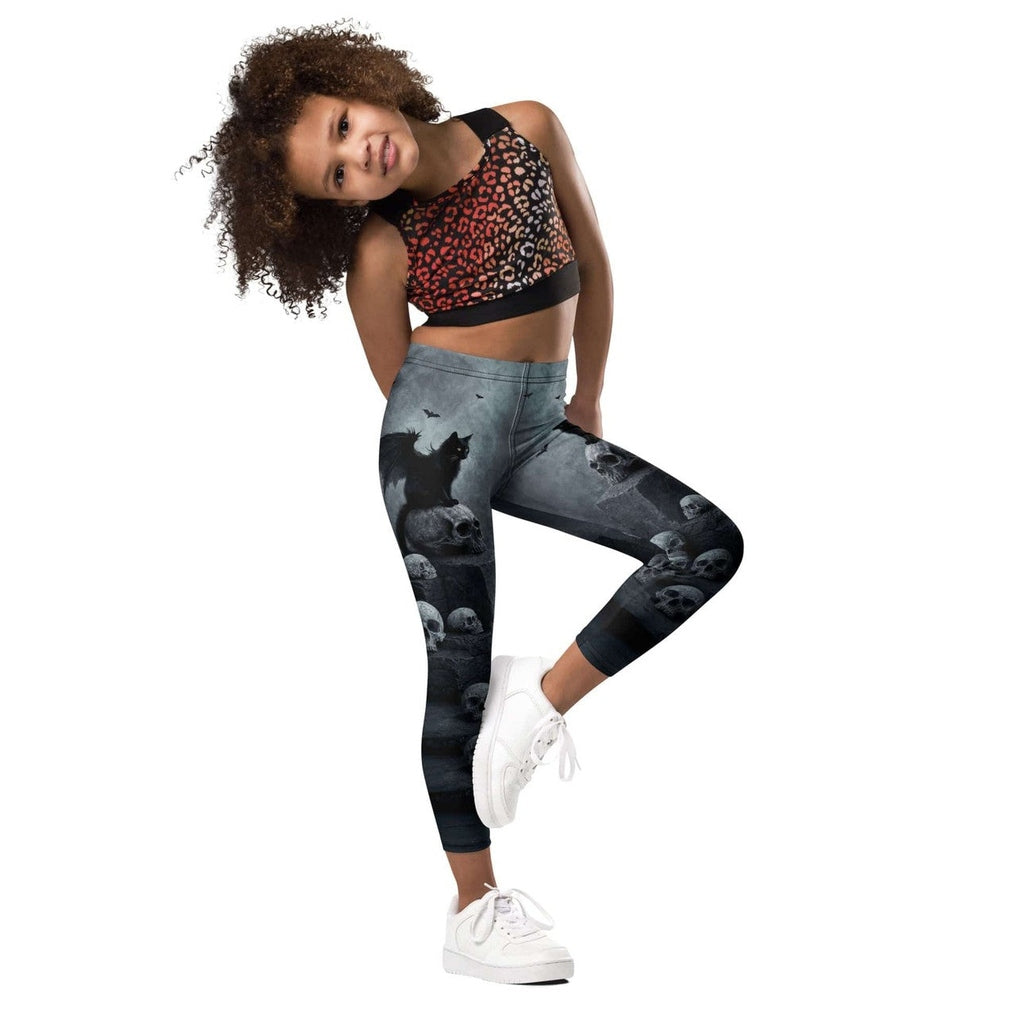 Halloween Black Cat & Skull Kid's Leggings