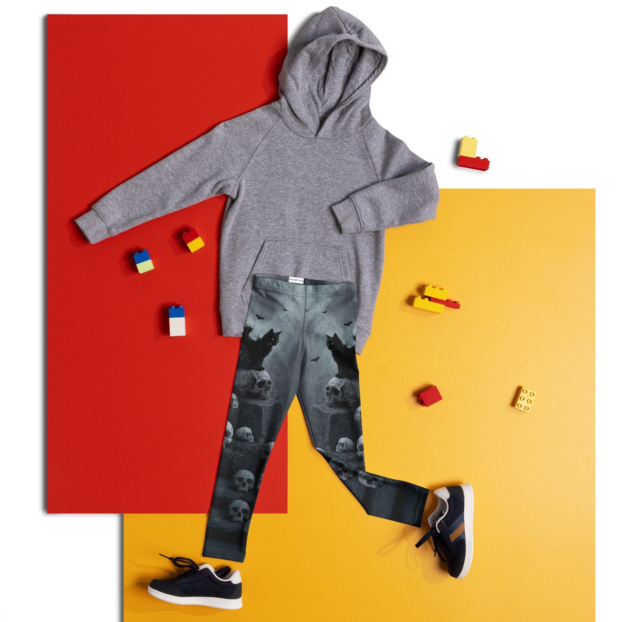 Halloween Black Cat & Skull Kid's Leggings