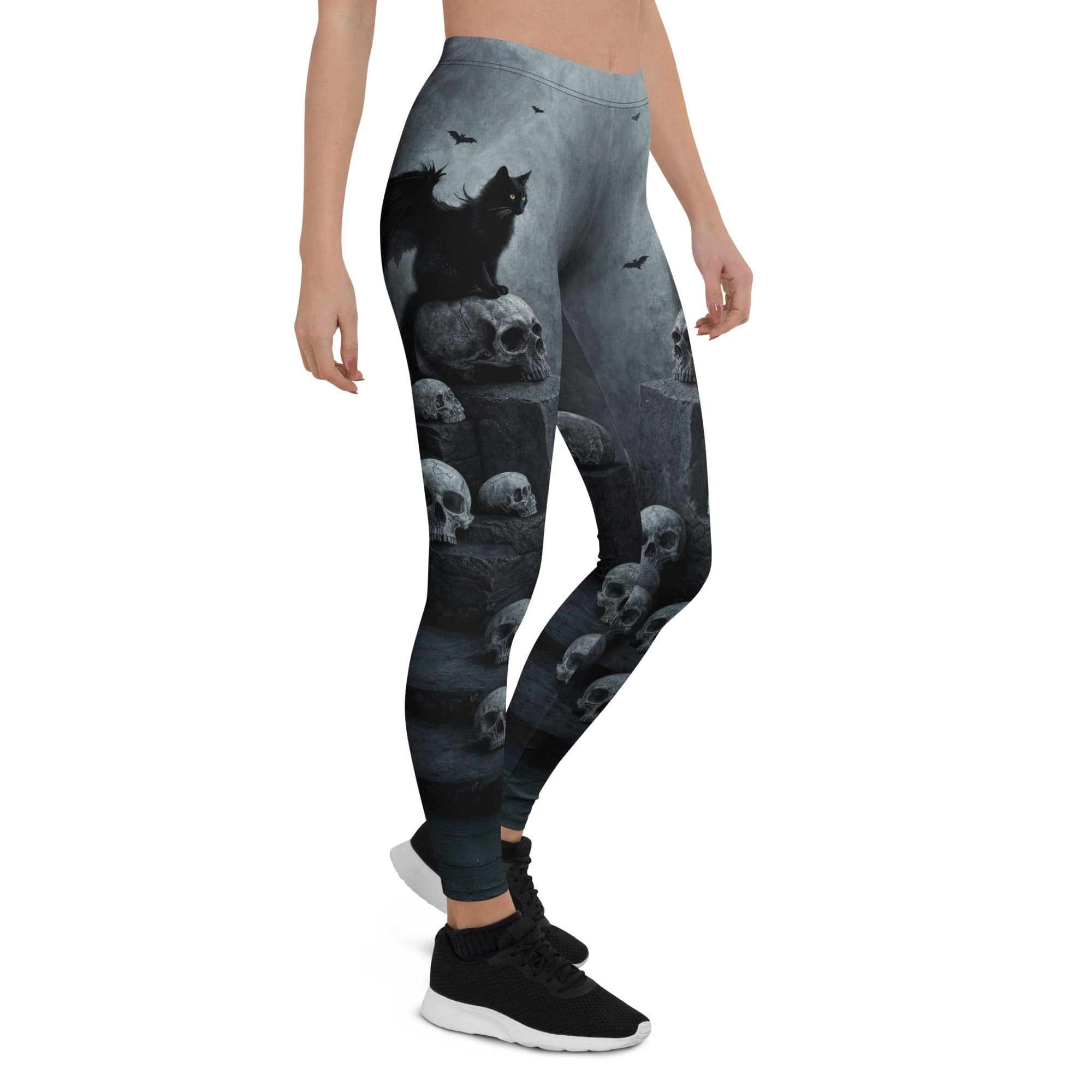 Halloween Black Cat & Skull Leggings