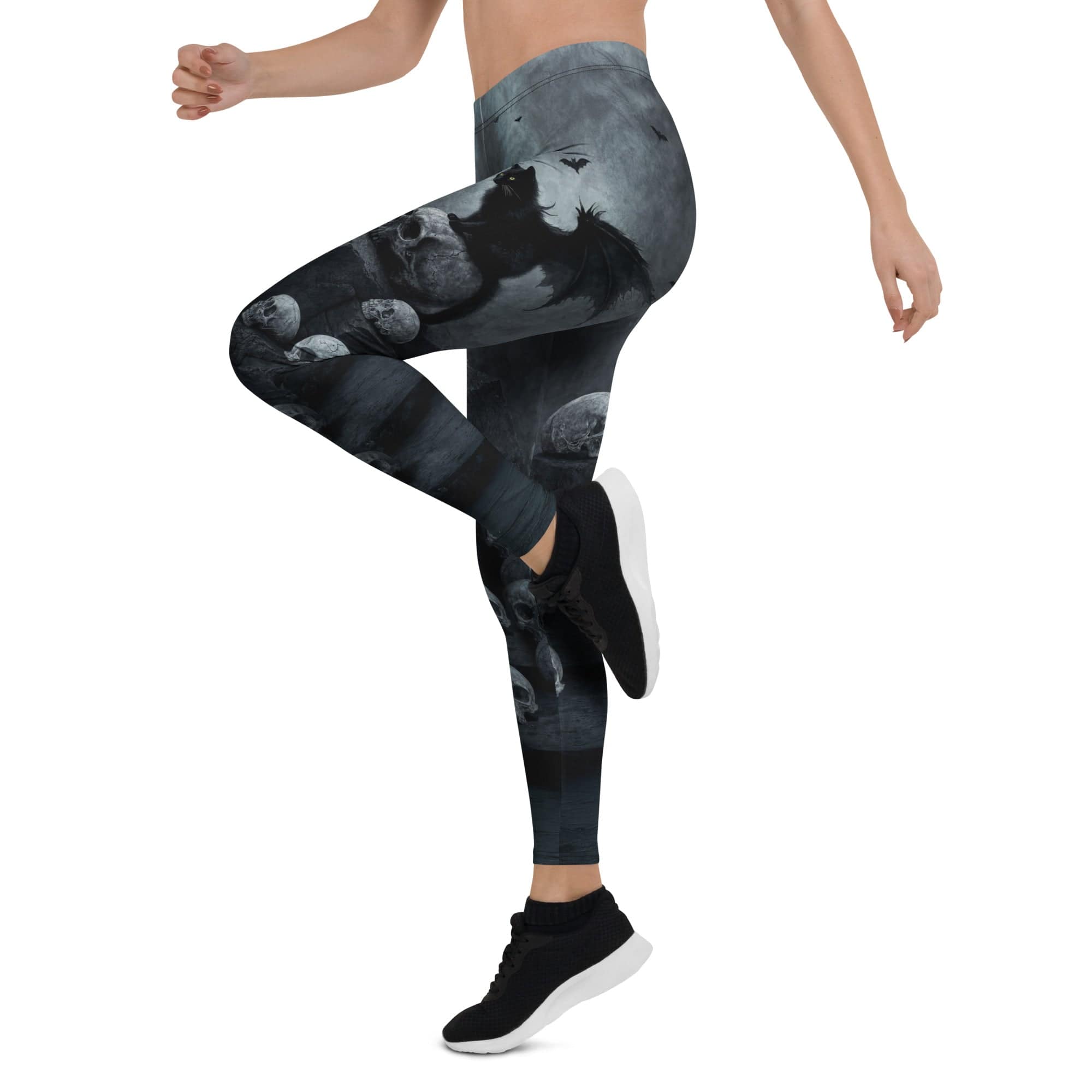 Halloween Black Cat & Skull Leggings