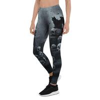 Halloween Black Cat & Skull Leggings