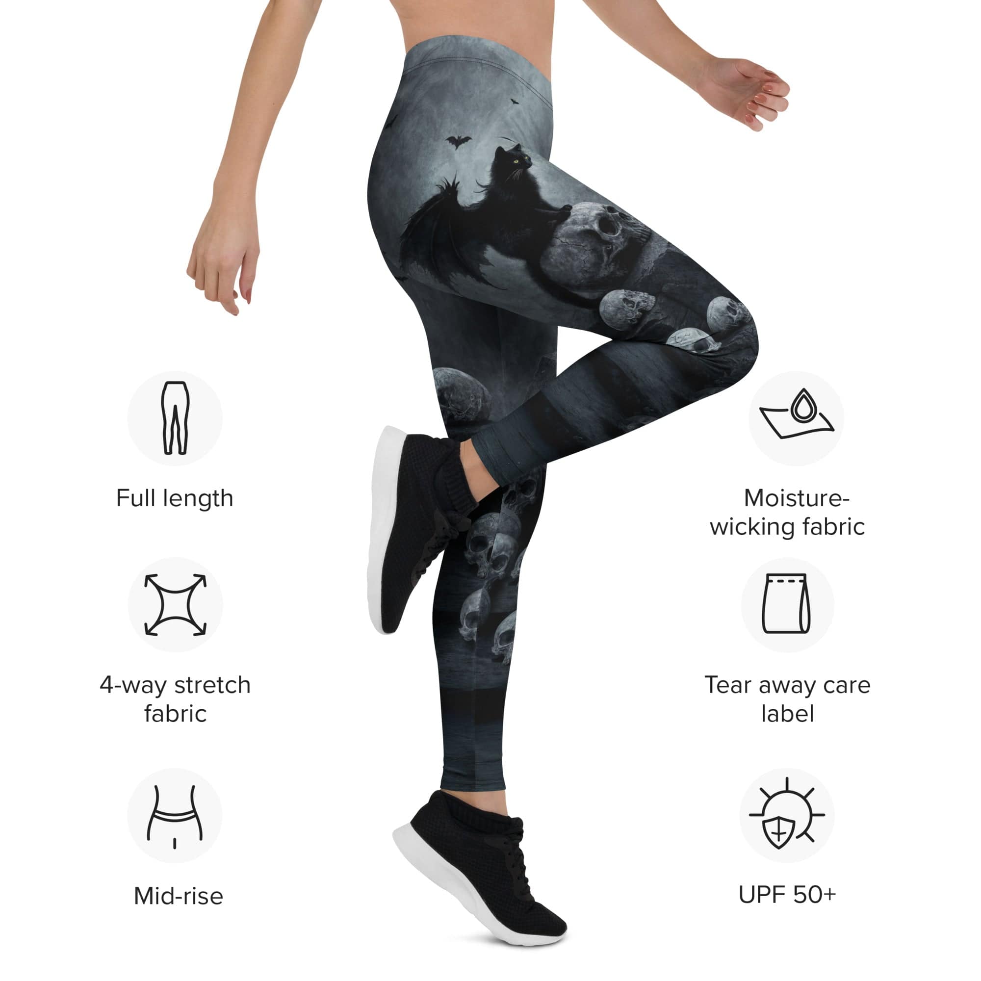 Halloween Black Cat & Skull Leggings