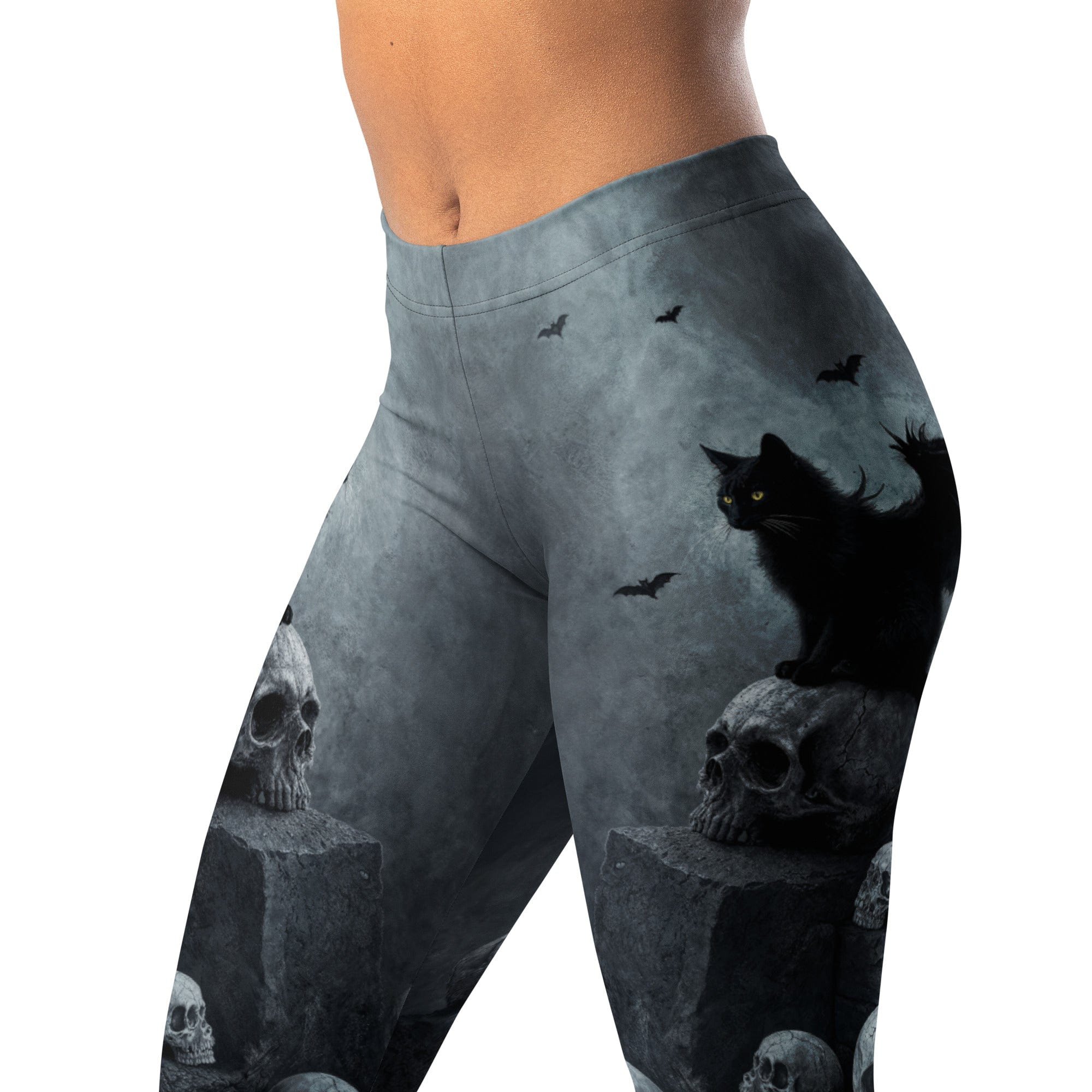 Halloween Black Cat & Skull Leggings