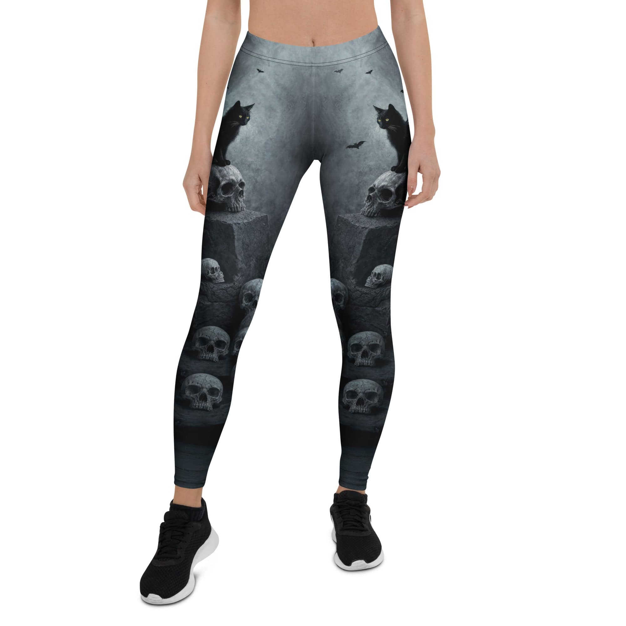 Halloween Black Cat & Skull Leggings