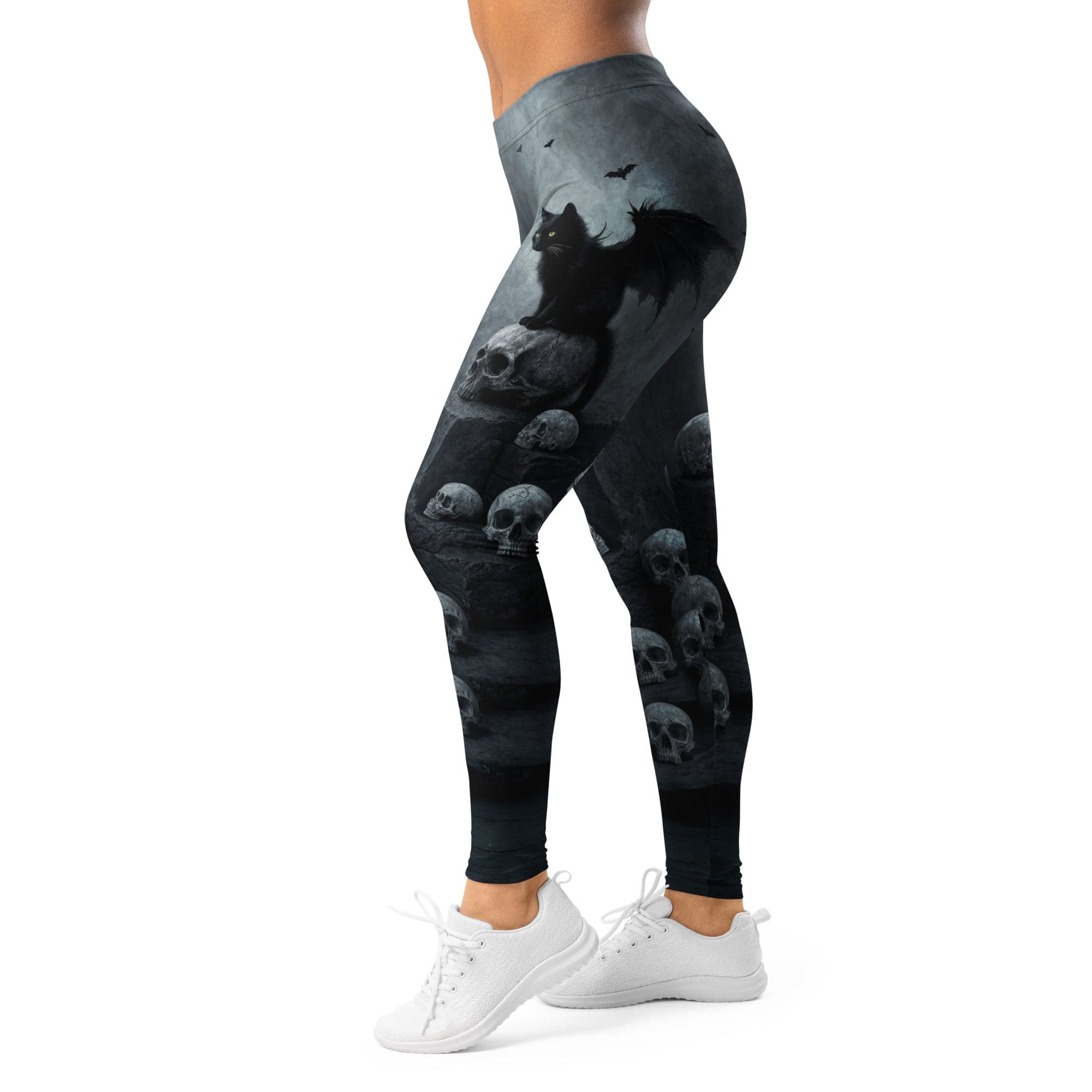 Halloween Black Cat & Skull Leggings