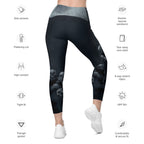 Halloween Black Cat & Skull Leggings With Pockets