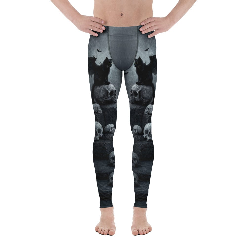 Halloween Black Cat & Skull Men's Leggings