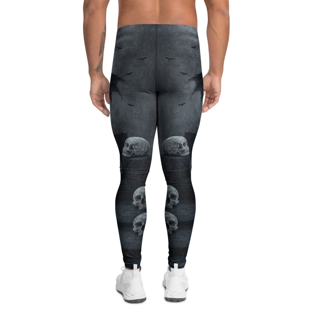 Halloween Black Cat & Skull Men's Leggings
