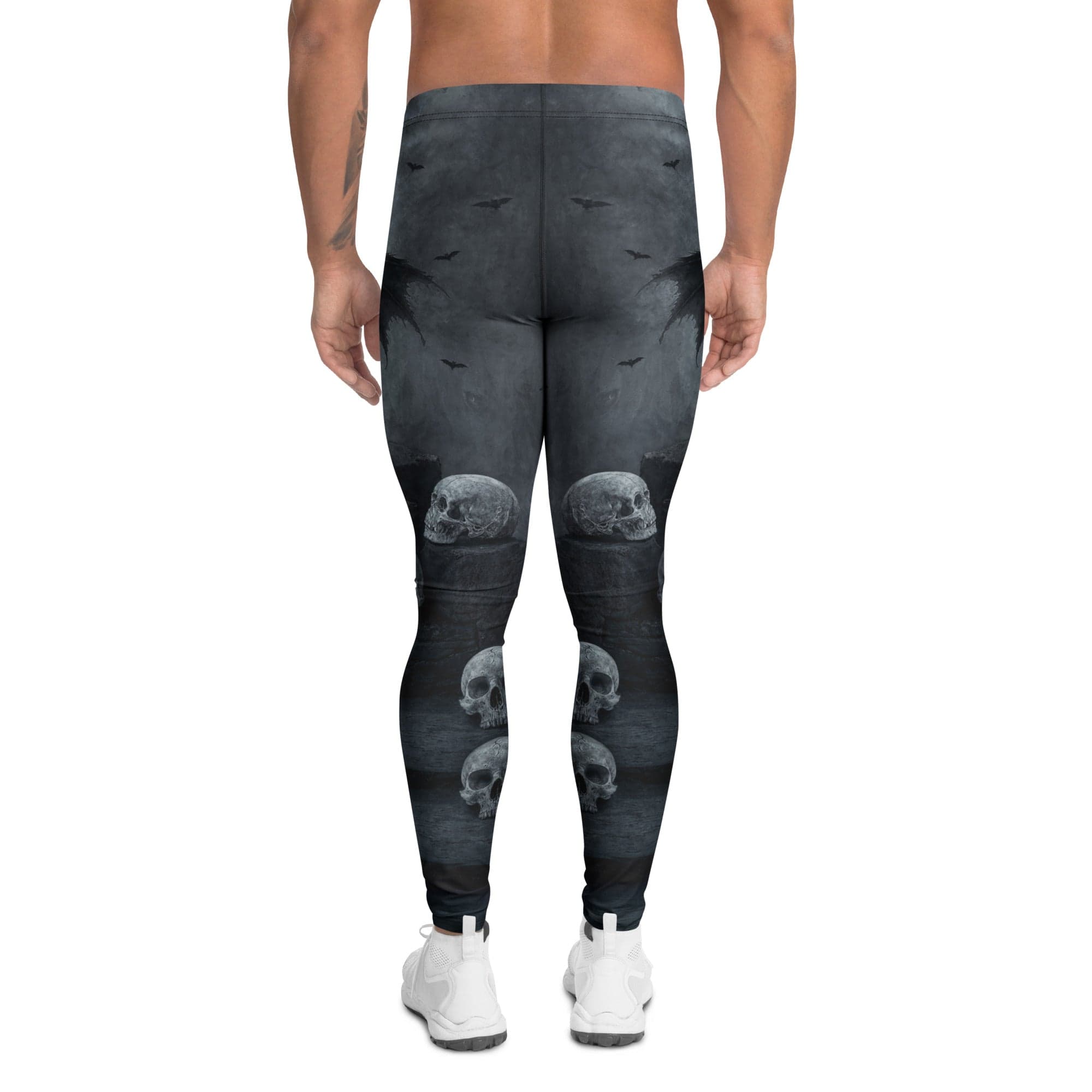 Halloween Black Cat & Skull Men's Leggings