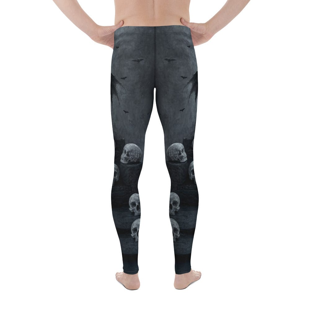 Halloween Black Cat & Skull Men's Leggings