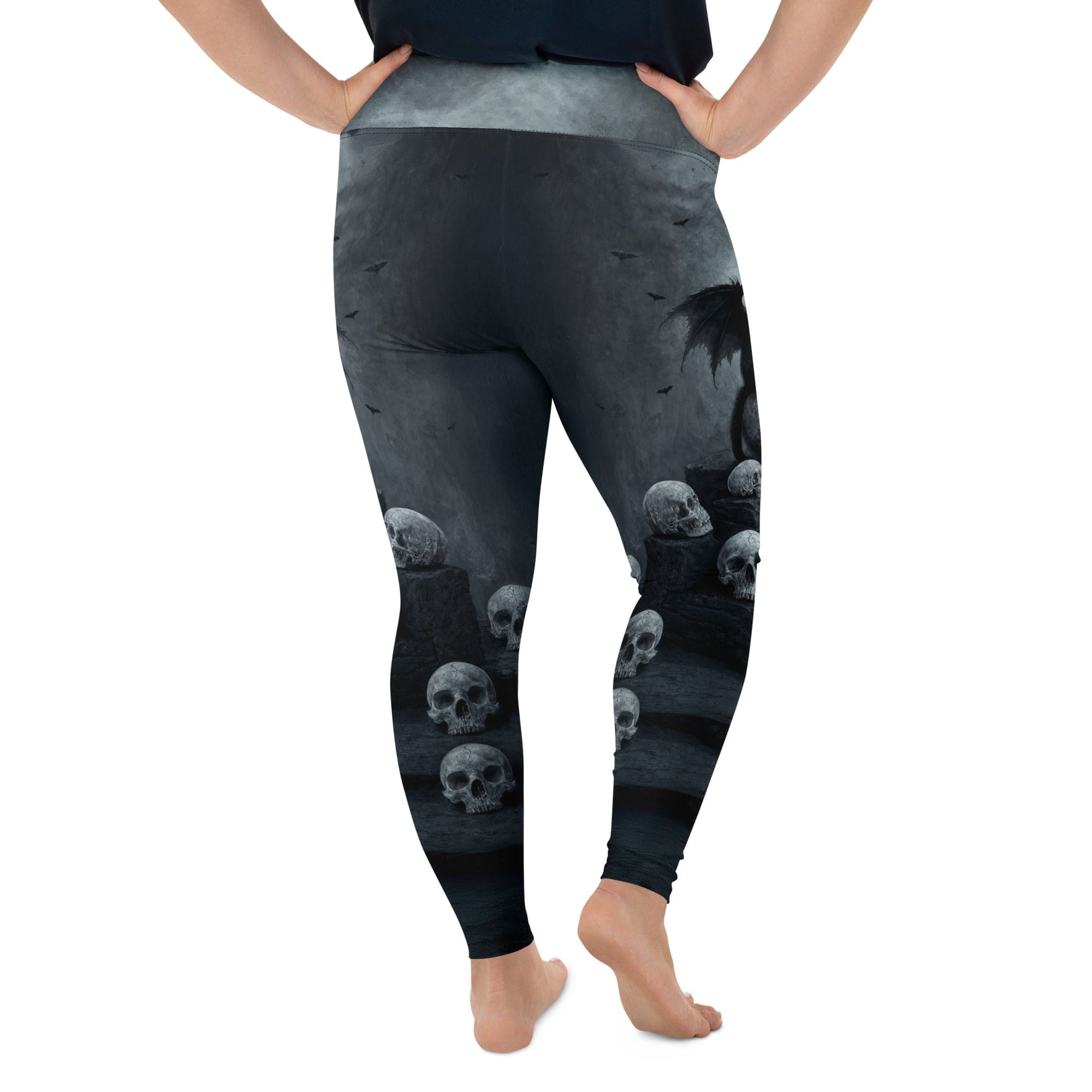 Halloween Black Cat & Skull Plus Size Leggings