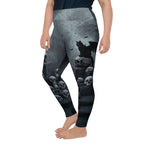 Halloween Black Cat & Skull Plus Size Leggings