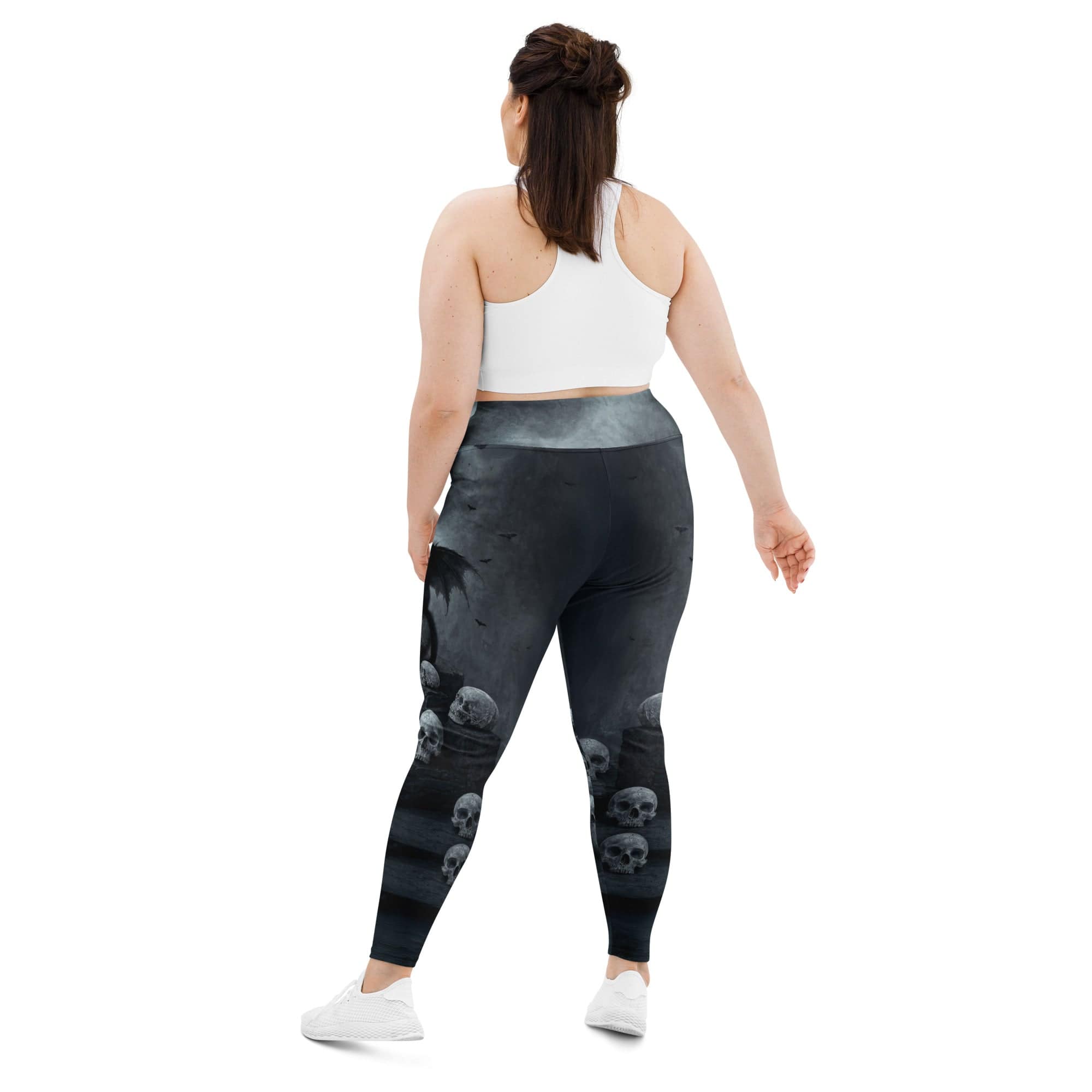 Halloween Black Cat & Skull Plus Size Leggings