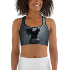Halloween Black Cat & Skull Sports Bra