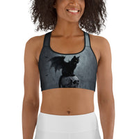 Halloween Black Cat & Skull Sports Bra