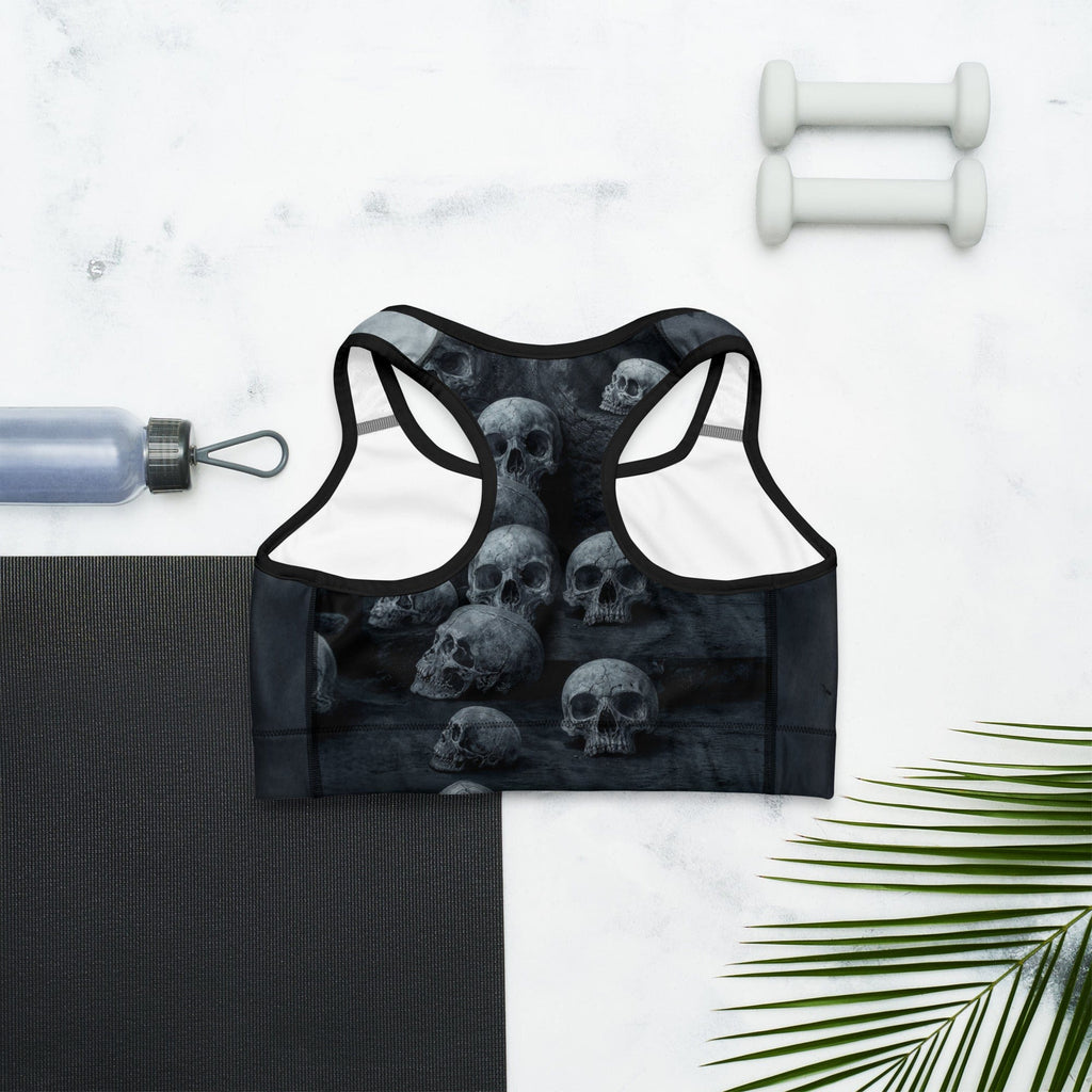Halloween Black Cat & Skull Sports Bra