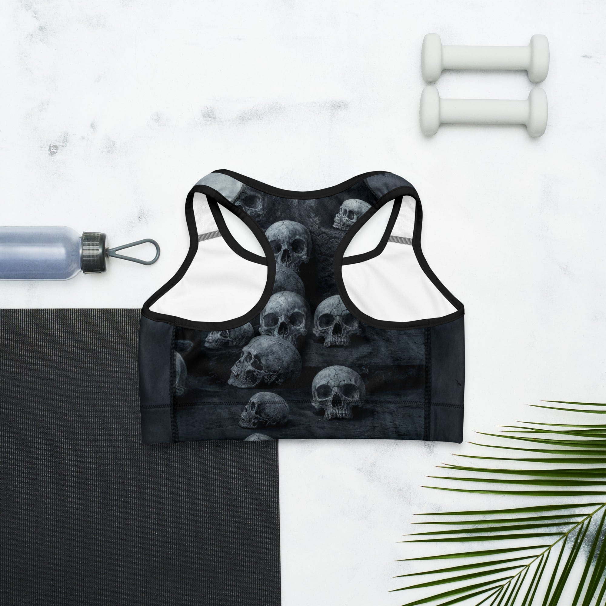 Halloween Black Cat & Skull Sports Bra