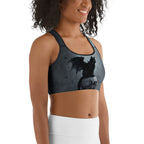 Halloween Black Cat & Skull Sports Bra