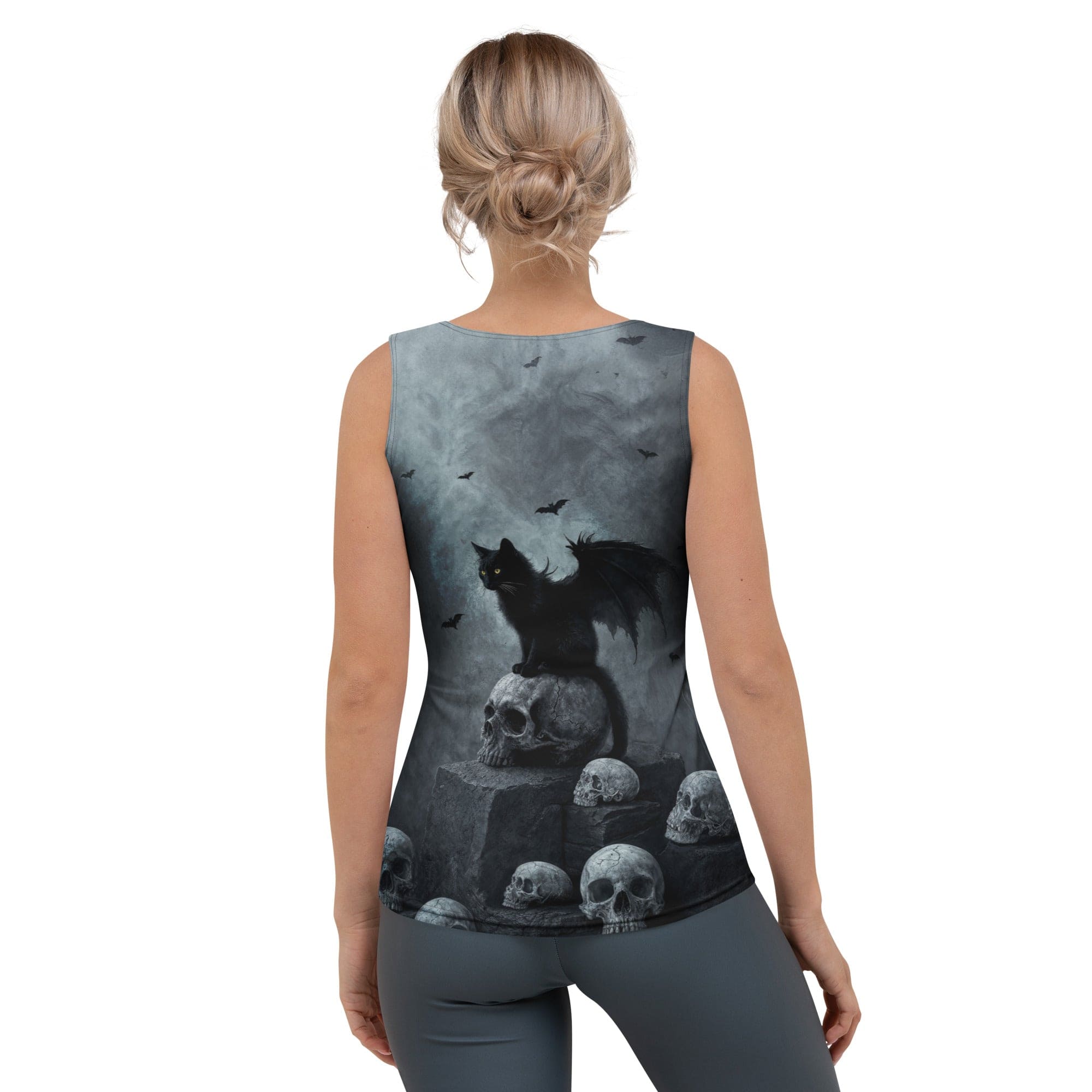 Halloween Black Cat & Skull Tank Top